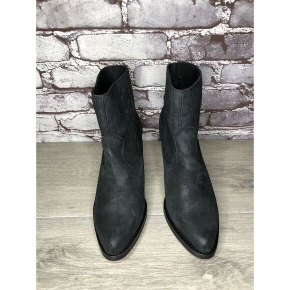 Musse & Cloud Black Suede Leather Chelsea Block Heel Boots Women’s Sz 9M US/40EU - Picture 11 of 16